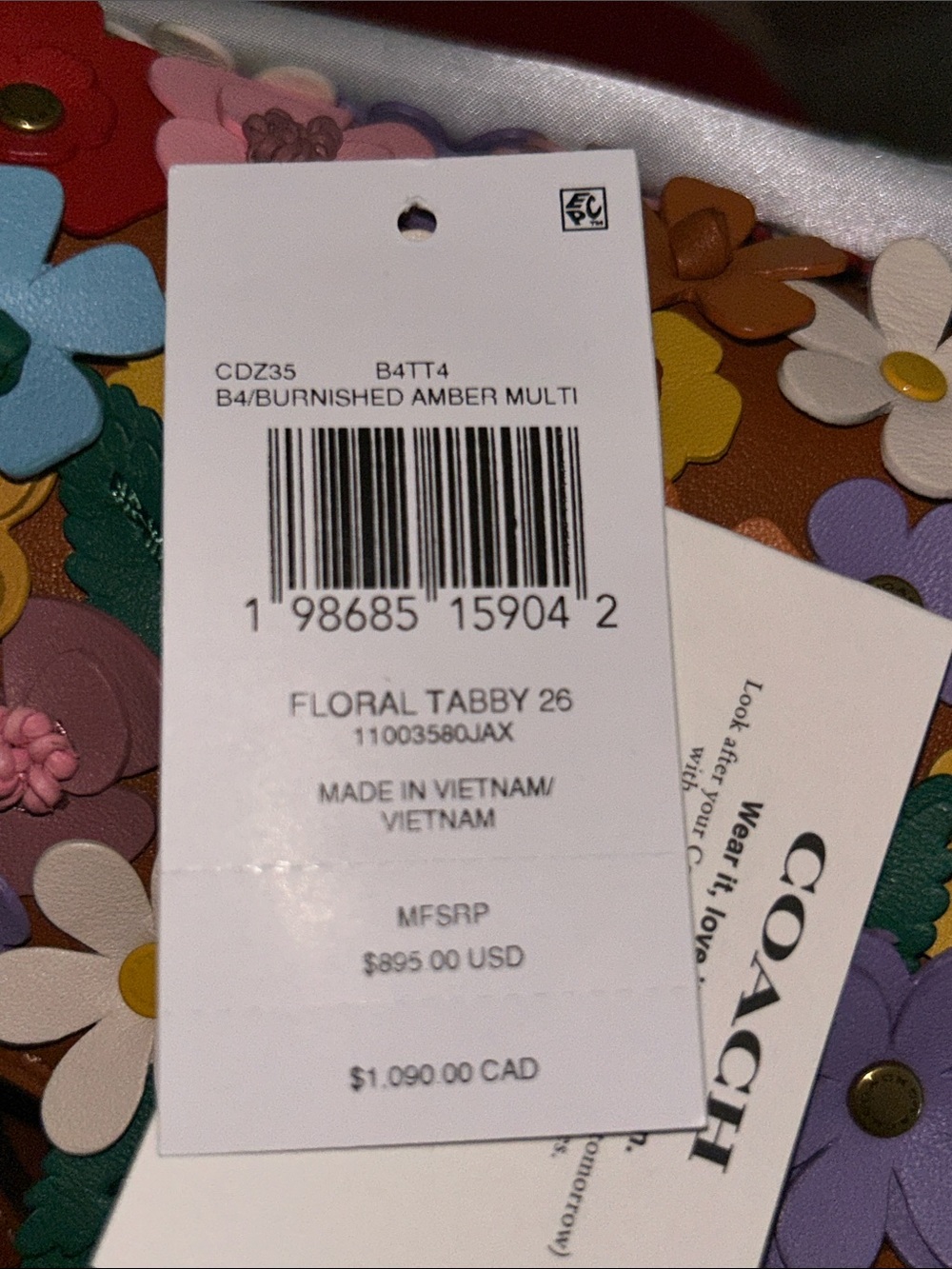 Coach Tabby Shoulder Bag 26 With Floral Applique - Picture 12 of 12